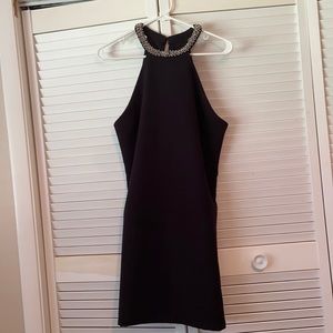 Lulus Beaded High Neck Mini Dress